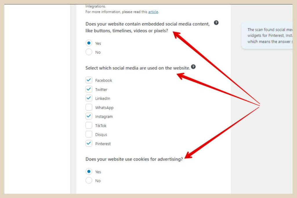 social media in complianz plugin