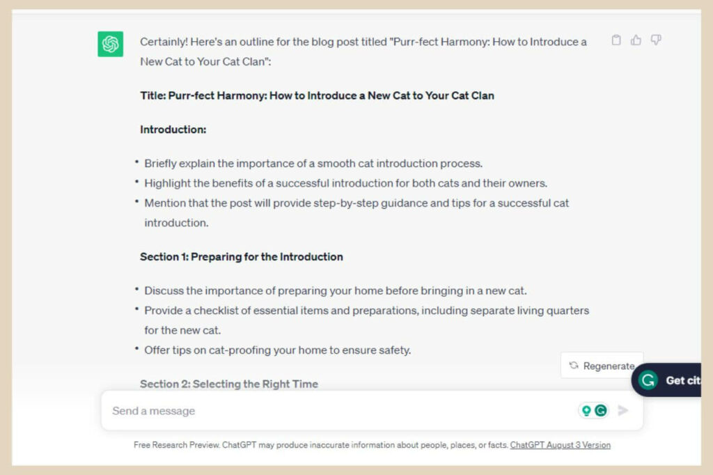 creating a blog post outline with chatgpt
