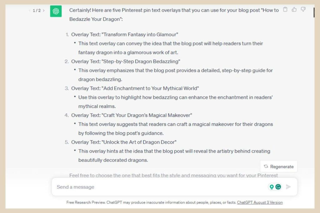 use chatgpt for pinterest pin text overlays