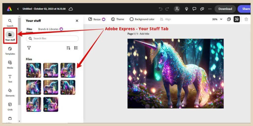 adobe firefly images in adobe express