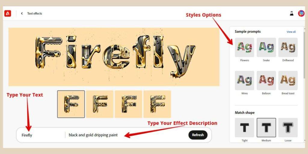 adobe firefly text effects