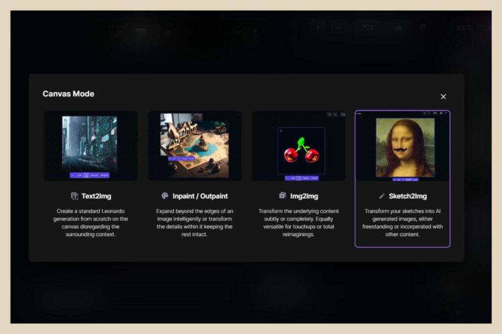 canvas mode in leonardo ai