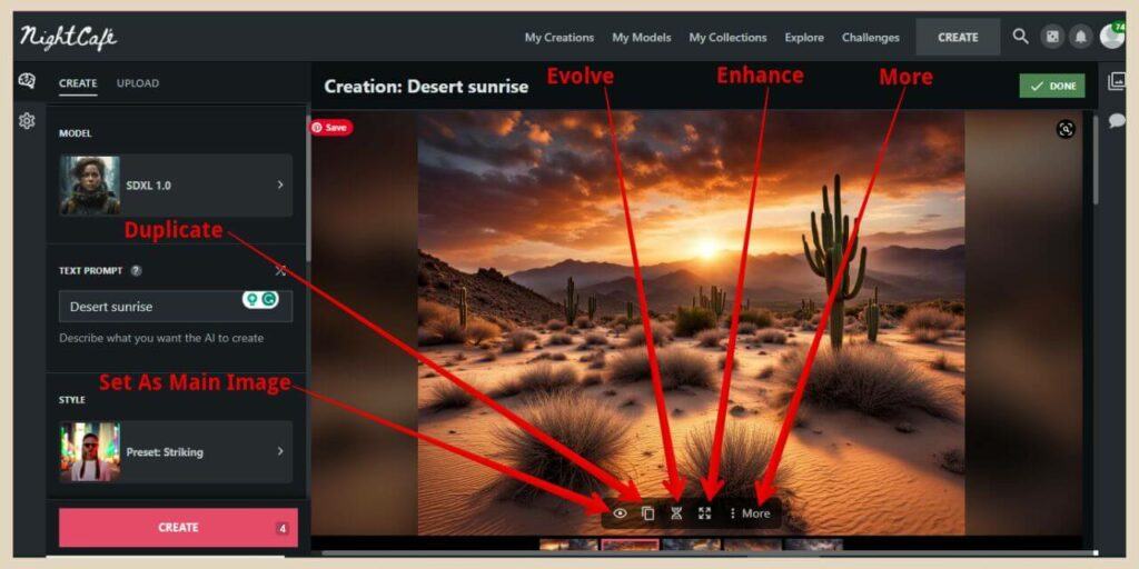 image options in nightcafe studio