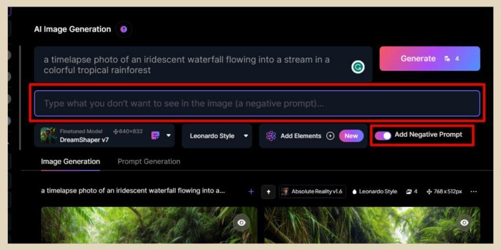 negative prompts in leonardo ai