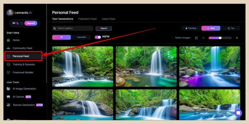personal feed in leonardo ai