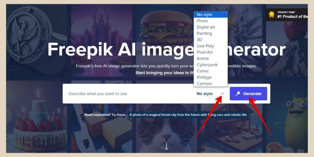 freepik styles dropdown