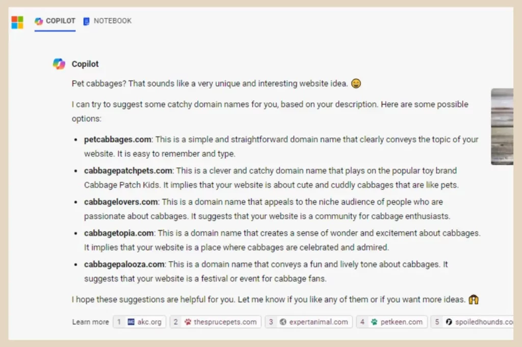 microsoft copilot domain name ideas