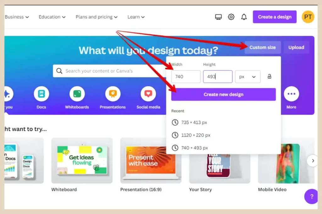 canva custom size design