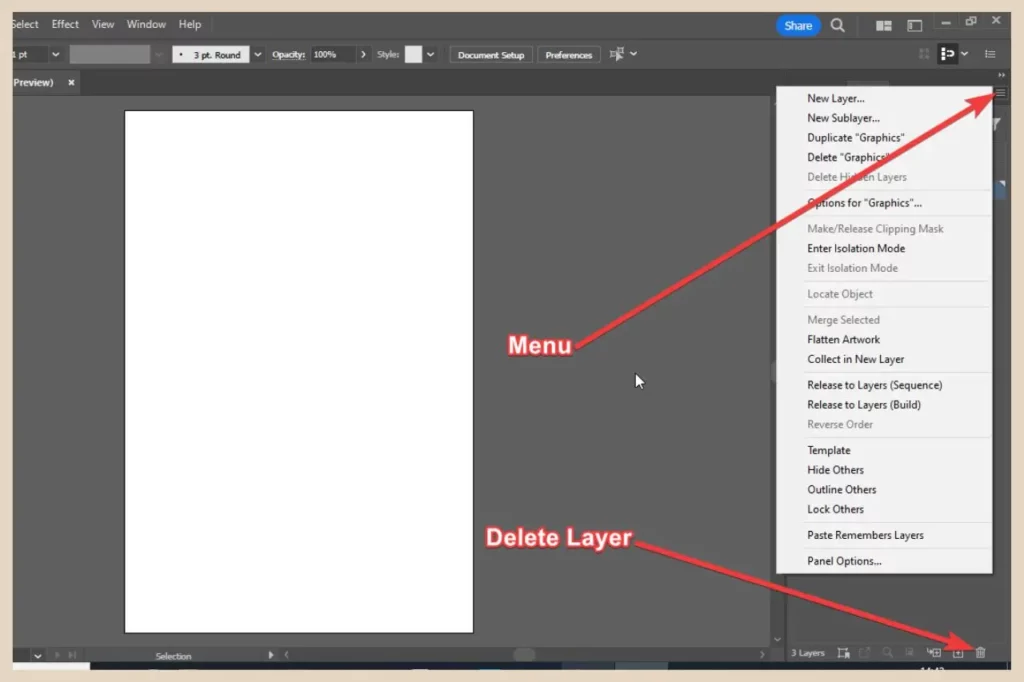 layer menu in adobe illustrator