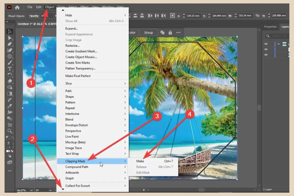 clipping mask menu in adobe illustrator