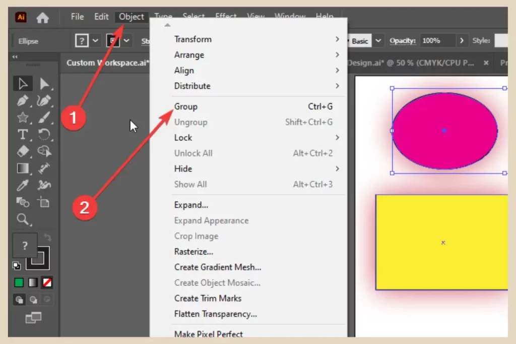 grouping objects to create sublayers in adobe illustrator