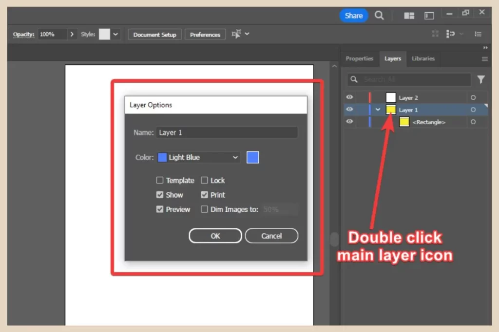 layer options in adobe illustrator