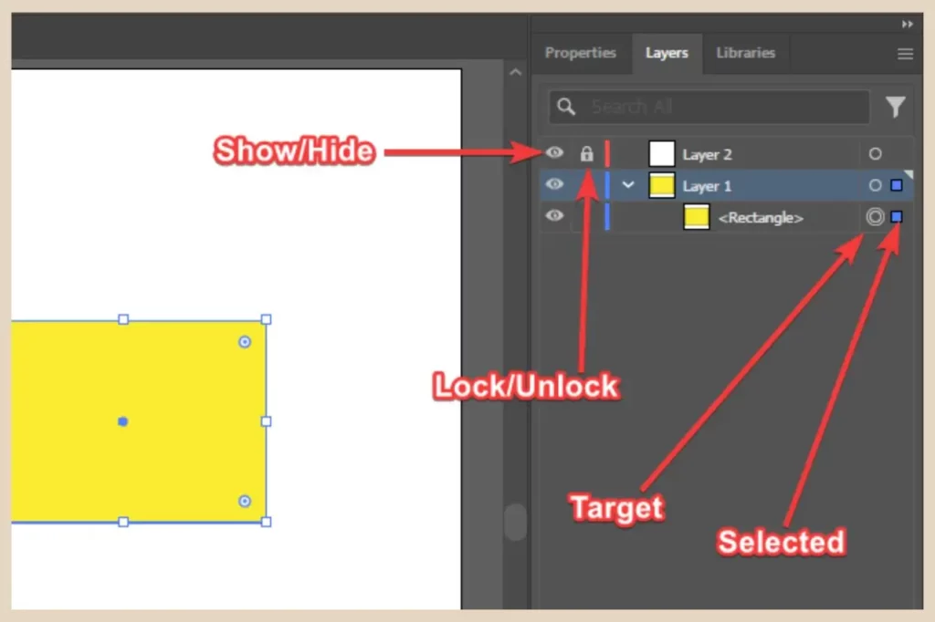 layer panel icons in adobe illustrator