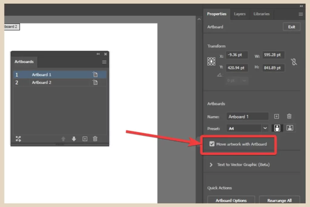 move artwork with artboards in adobe illustrator