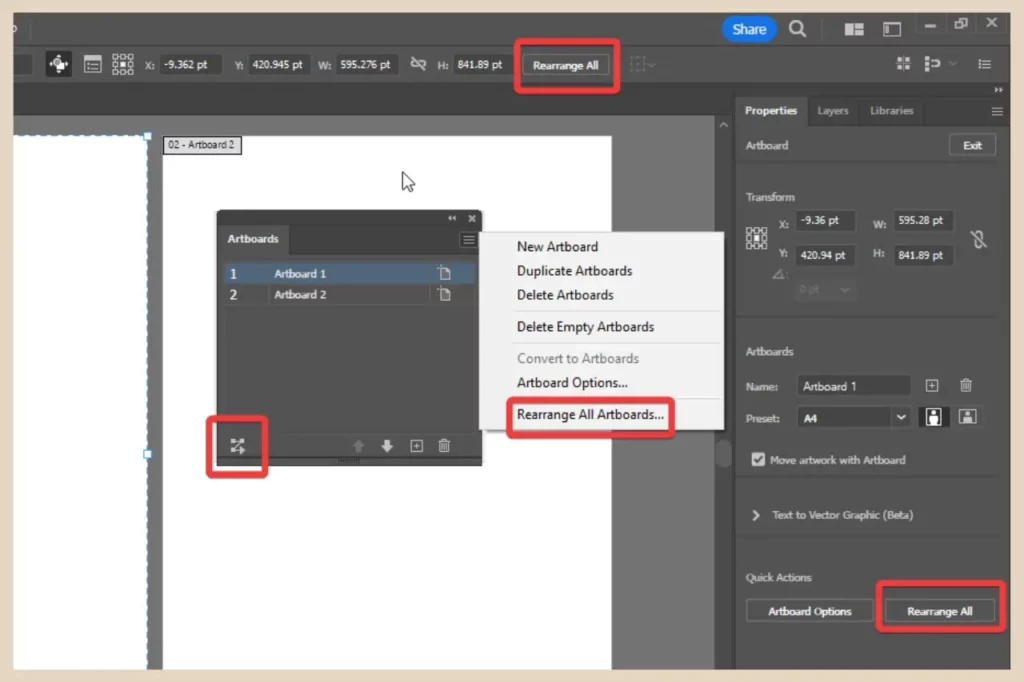 rearrange artboards in adobe illustrator