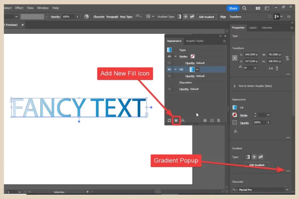 add new fill in appearance panel in adobe illustrator