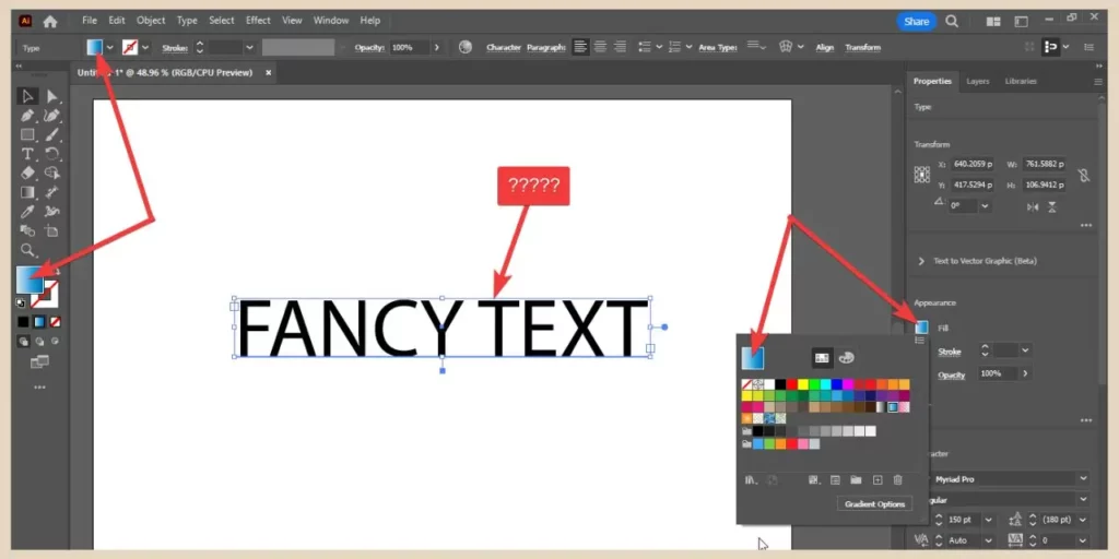 adding gradient colours to text in adobe illustrator