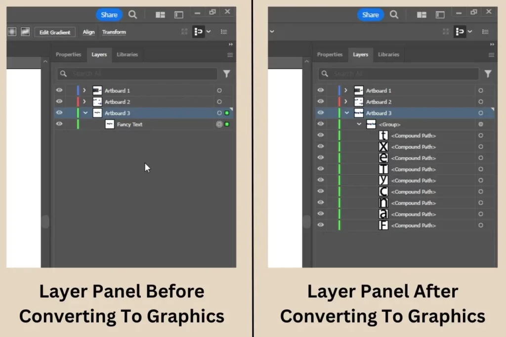 converted text in adobe illustrator