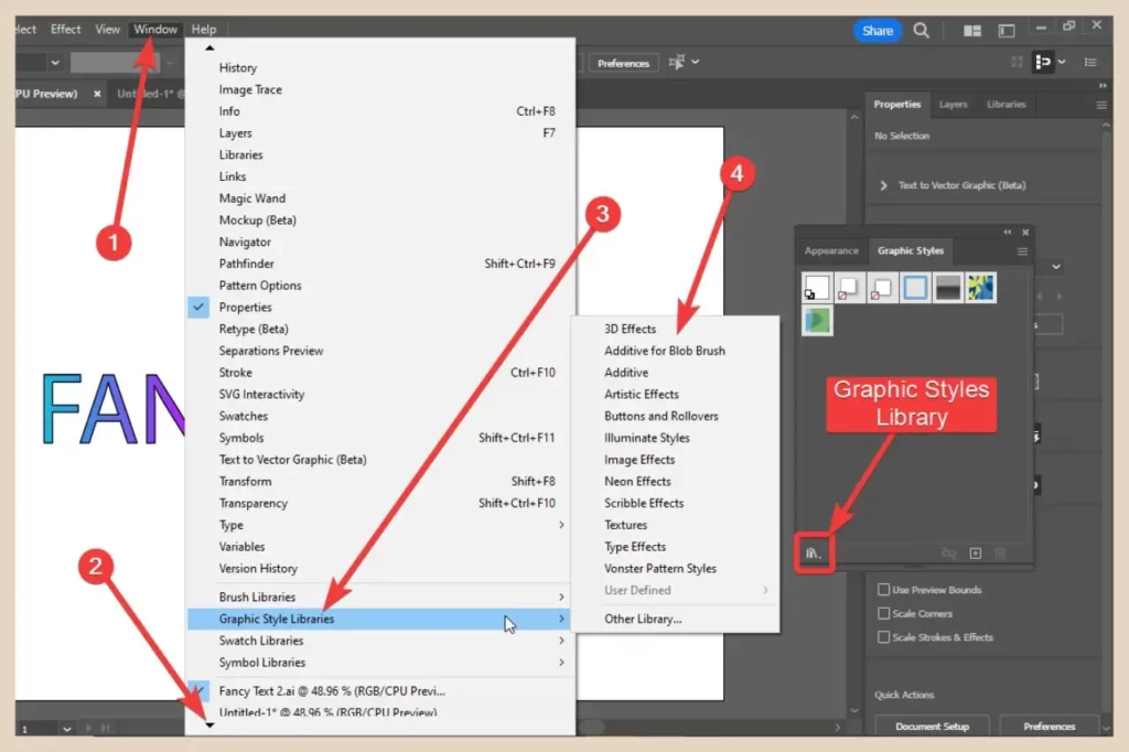 graphic styles libraries in adobe illustrator