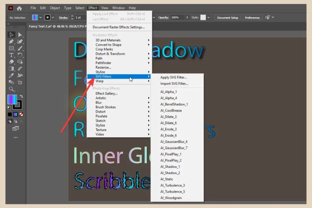 svg filters in adobe illustrator