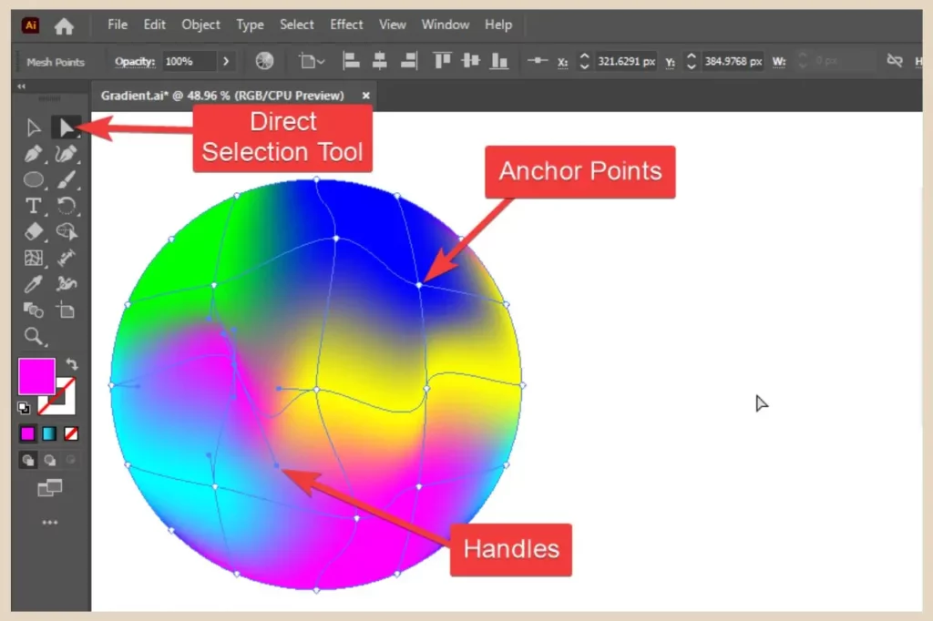 anchor points and handles in adobe illustrator