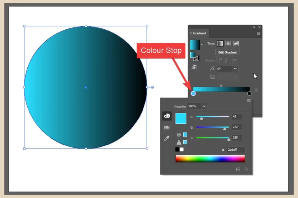 change radial and linear gradient colours in adobe illustrator