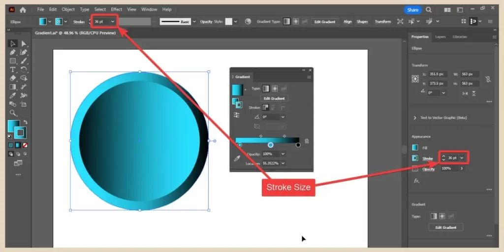 change stroke size in adobe illustrator