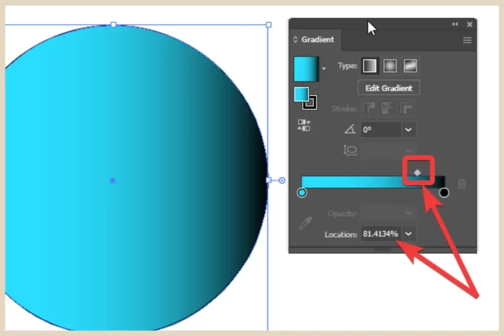 gradient colour location in adobe illustrator