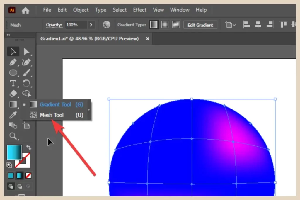 gradient mesh tool in adobe illustrator