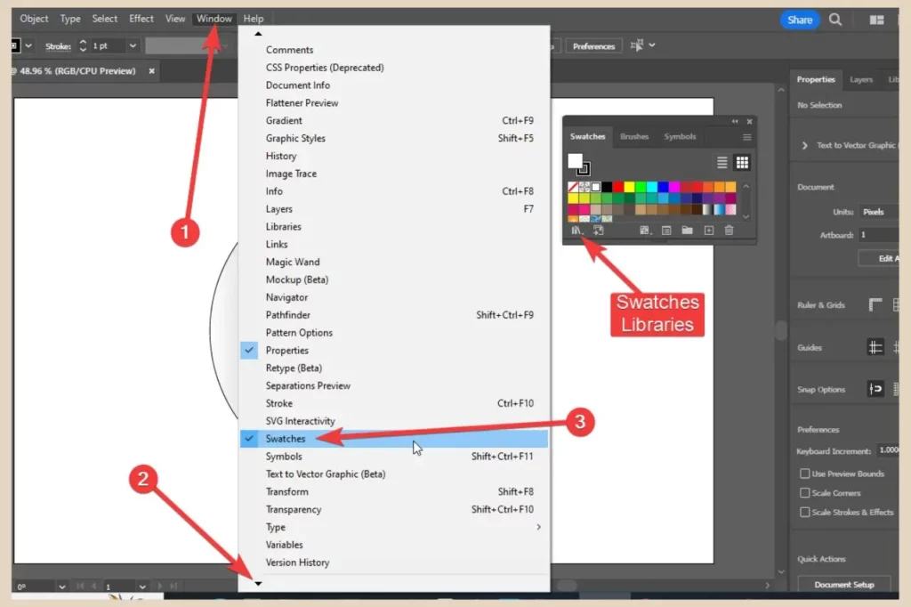 swatches panel in adobe illustrator